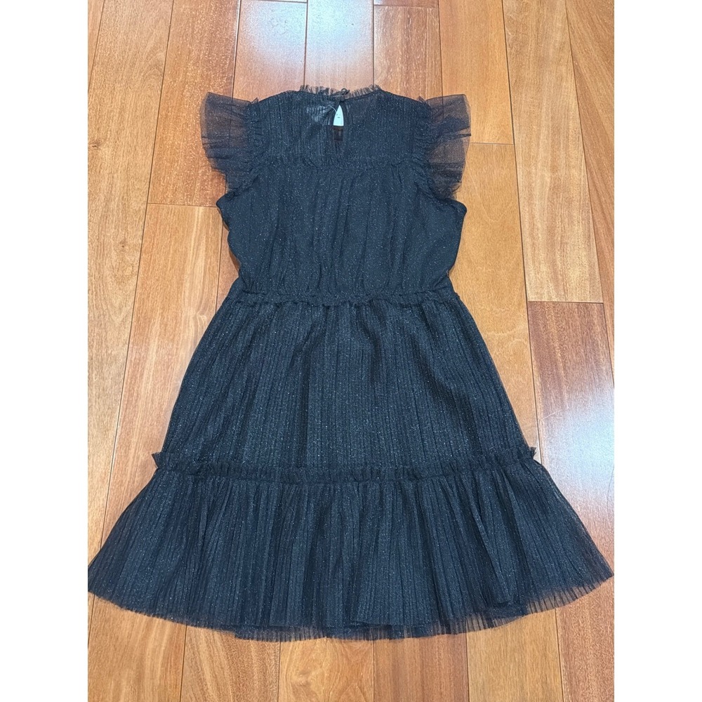 NWT All Saints Perri Metallic Black Tulle Mini Dress Sleeveless Women's size 8 - Picture 6 of 12